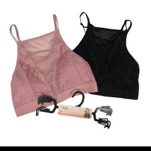 Hush intimates set of 2 high neck lace bralettes